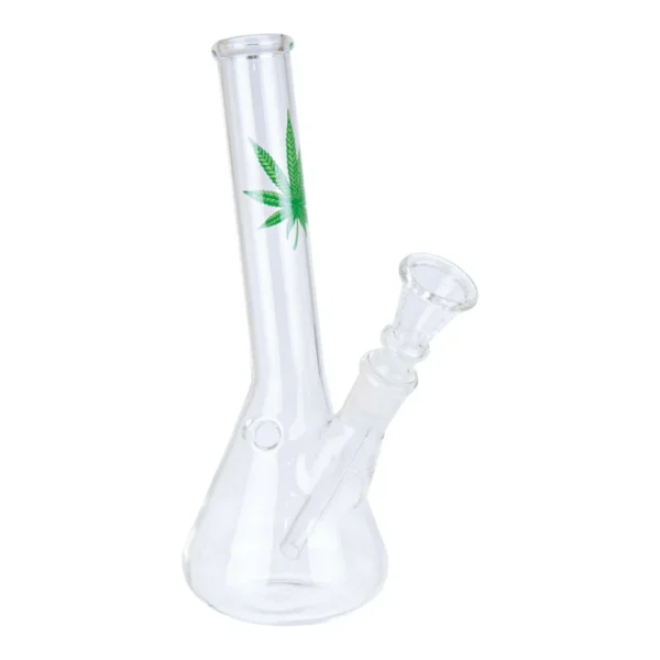 Green Leaf Küçük Düz Cam Bong – 18 cm