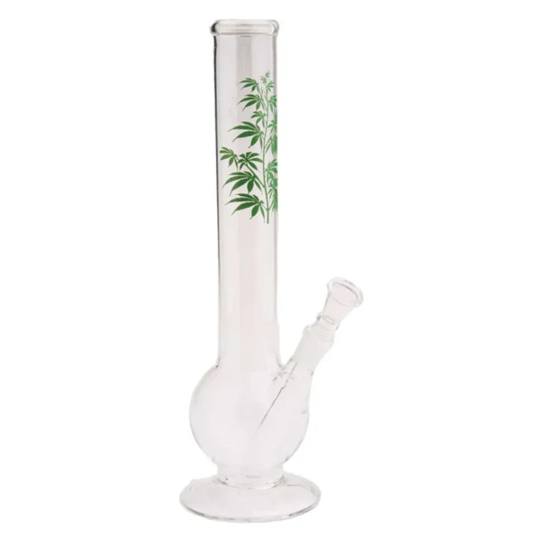 Green Leaf Büyük Düz Cam Bong – 30 cm