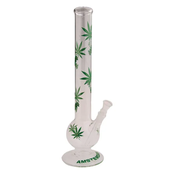 Amsterdam Leaf Büyük Düz Cam Bong – 45 cm