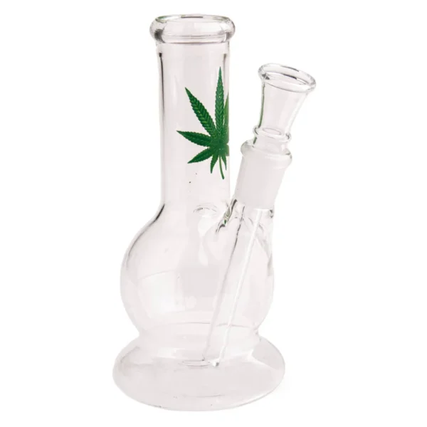 Green Leaf Küçük Düz Cam Bong – 15 cm