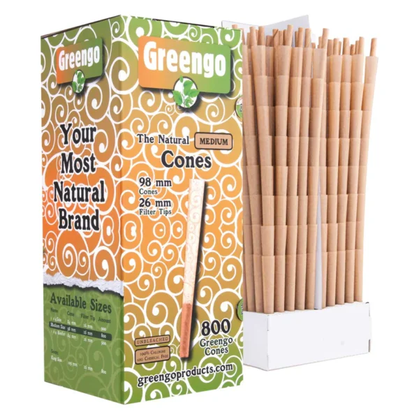 Greengo Cones Medium Unbleached 98/26mm No Logo – 800 Adet