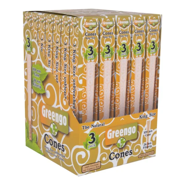 Greengo King Size Unbleached Konik Kağıtlar (109/26mm) – 3’lü Paket / 35’li Display