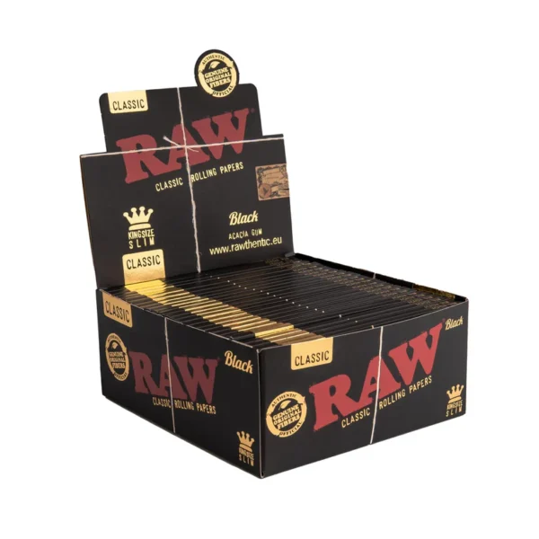 RAW Black King Size Slim Kağıtlar – 50’li Paket