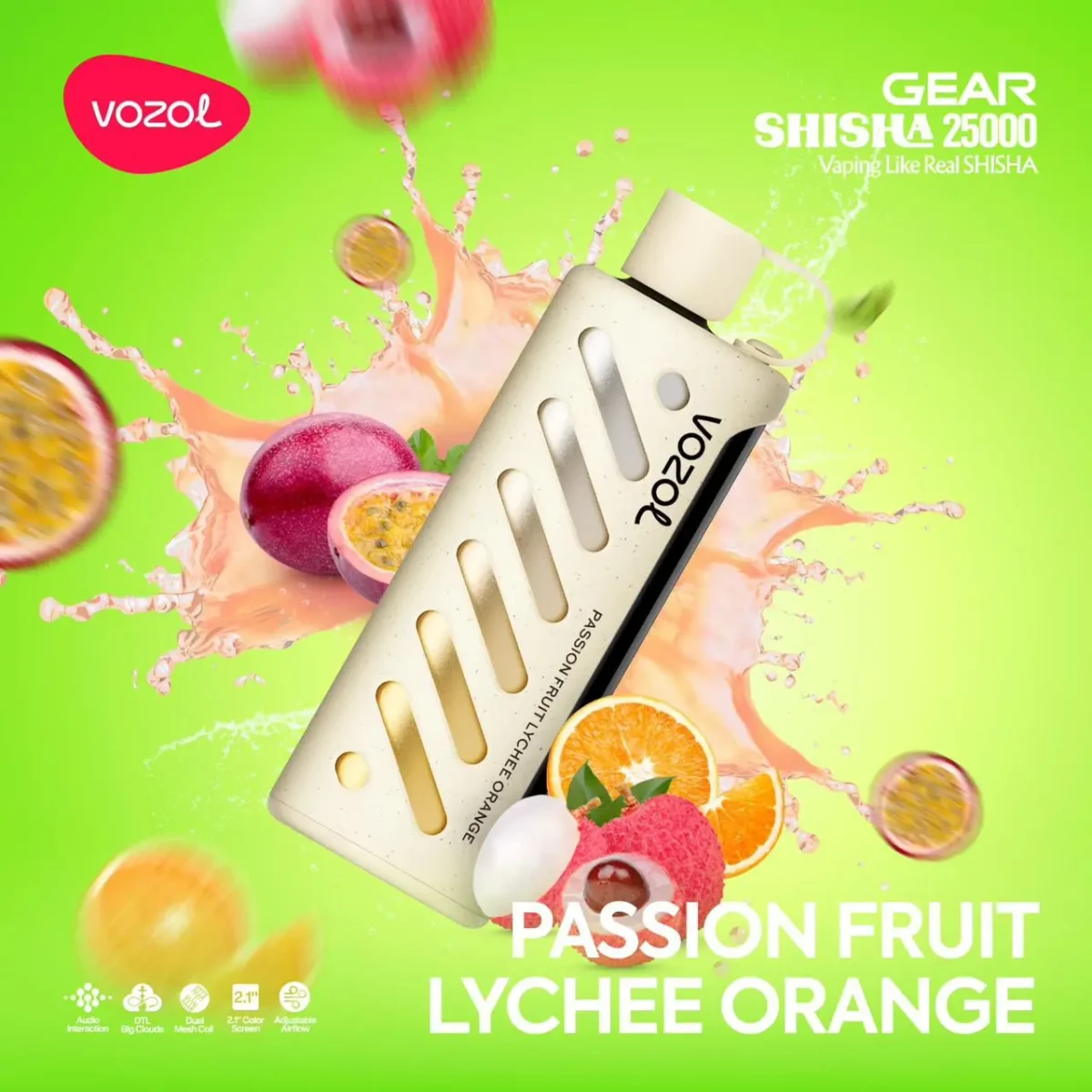 Vozol Gear 25000 Passion Fruit Lychee Orange - Görsel 1