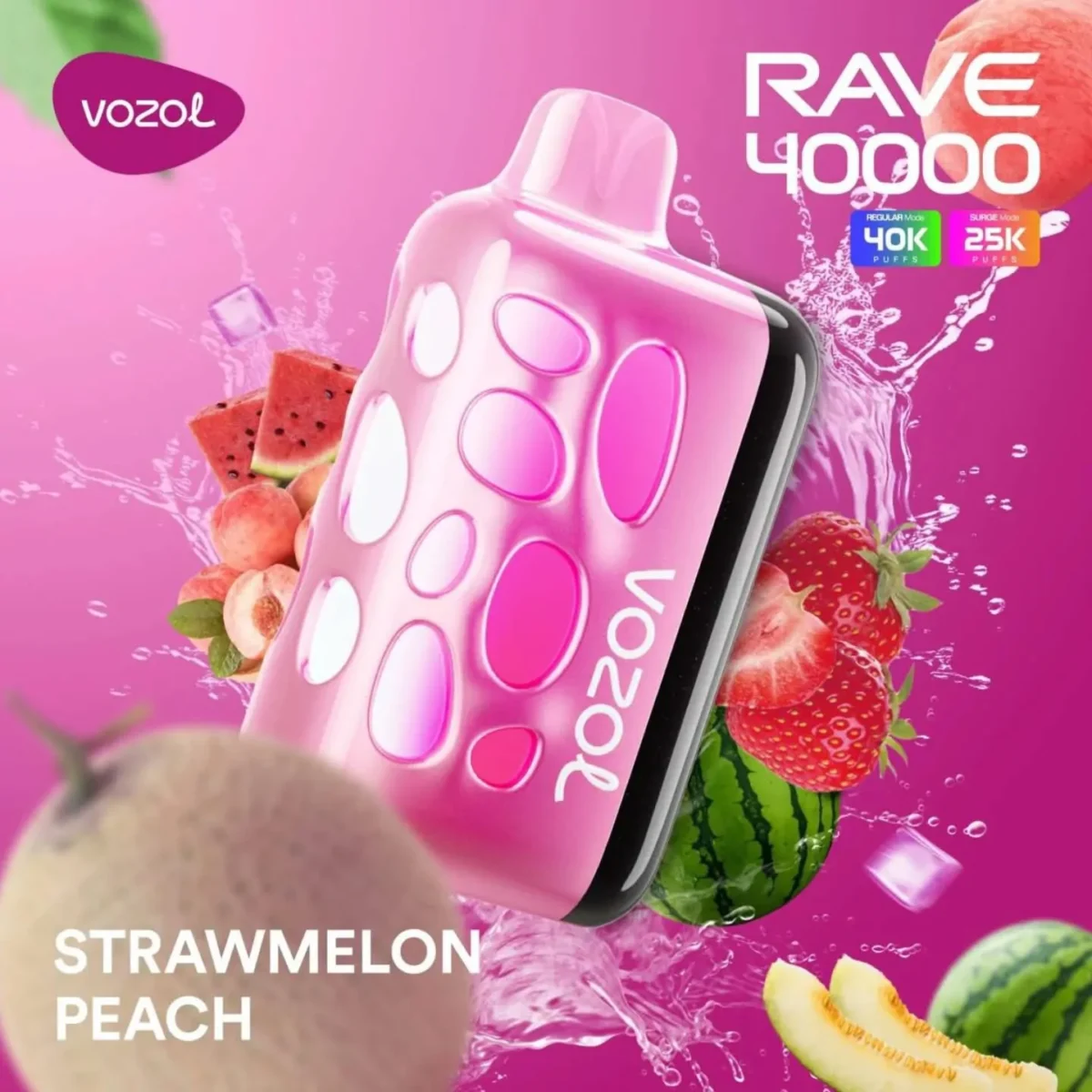 Vozol Rave 40000 Strawmelon Peach - Görsel 1