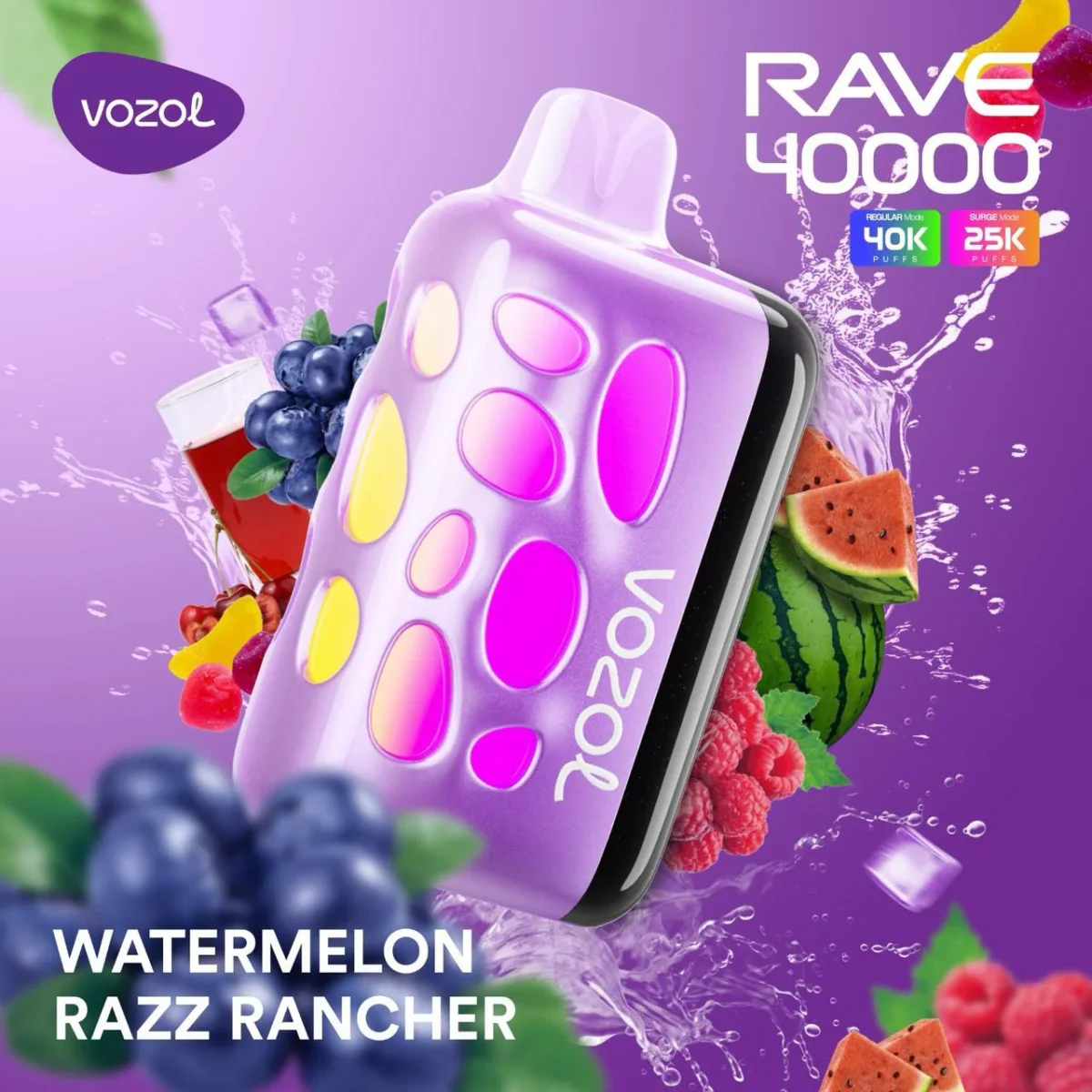 Vozol Rave 40000 Watermelon Razz Rancher - Görsel 1